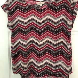 Patterned pink and black shirt